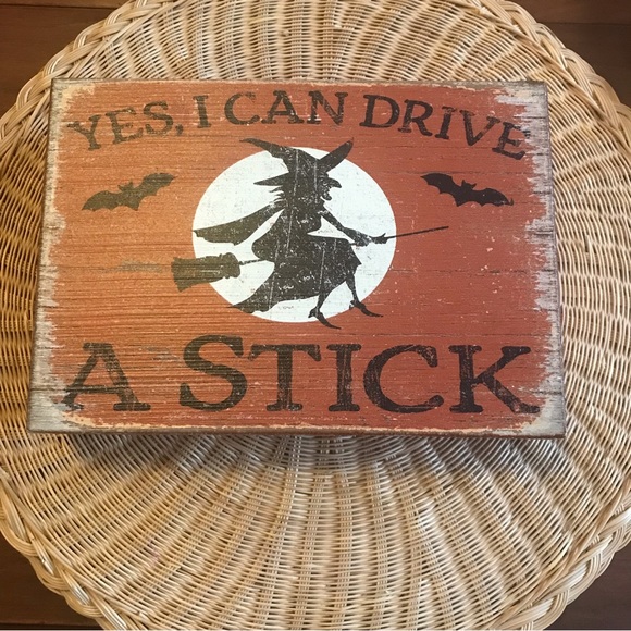 EUC Made by Quill To paper! Fun Halloween Decor! “Yes I can drive a stick!” 7X5” - Picture 2 of 3